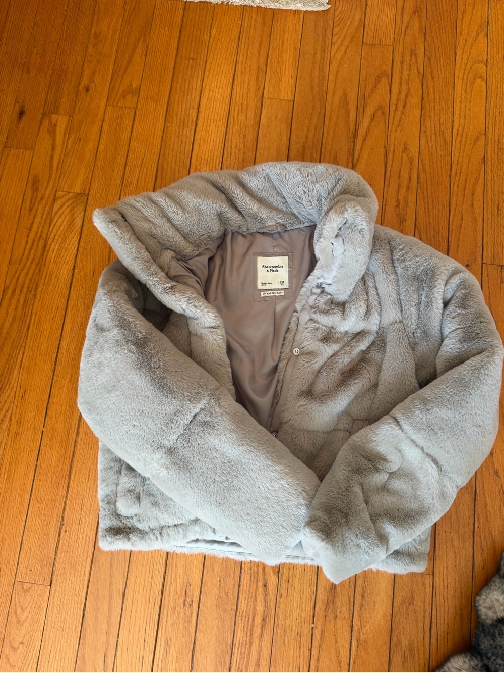Abercrombie & Fitch Women’s Plush Faux-Fur Puffer Jacket - Gray